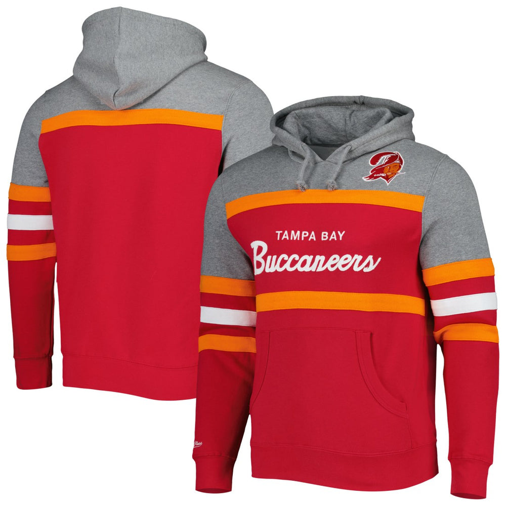 Tampa Bay Buccaneers Head Coach Pullover Hoodie Red/Heathered Gray - Mitchell & Ness