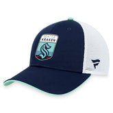 Seattle Kraken Fanatics 2023 NHL Draft On Stage Trucker Adjustable Hat Deep Sea Blue