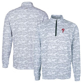 Philadelphia Phillies Cutter & Buck Big & Tall Traverse Camo Print Stretch Quarter-Zip Pullover Top Sale