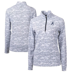 Atlanta Braves Cutter & Buck Women's Traverse Camo Print Stretch Quarter-Zip Pullover Top for sale