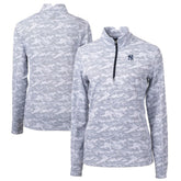 New York Yankees Cutter & Buck Women's Traverse Camo Print Stretch Quarter-Zip Pullover Top Online