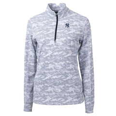 New York Yankees Cutter & Buck Women's Traverse Camo Print Stretch Quarter-Zip Pullover Top Online