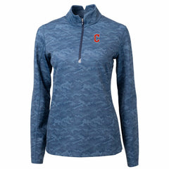 Cleveland Guardians Cutter & Buck Women's Traverse Camo Print Stretch Quarter-Zip Pullover Top Clearance