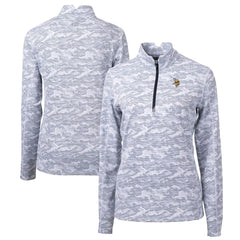 Minnesota Vikings Cutter & Buck Women's Traverse Camo Print Stretch Quarter-Zip Pullover Top Charcoal - NFL