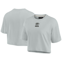 Green Bay Packers Women's Elements Super Soft Boxy Cropped T-Shirt Gray - Fanatics
