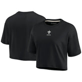 New Orleans Saints Women's Elements Super Soft Boxy Cropped T-Shirt Black - Fanatics