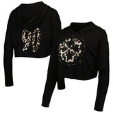 T.J. Watt Pittsburgh Steelers Majestic Threads Women's Leopard Player Name & Number Long Sleeve Cropped Hoodie Black - NFL