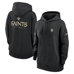 New Orleans Saints Women's 2023 Sideline Club Fleece Pullover Hoodie Black - Nike