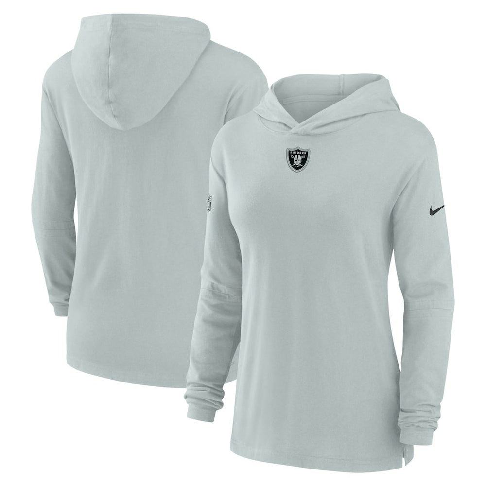 Las Vegas Raiders Women's Sideline Performance Long Sleeve Hoodie T-Shirt Silver - Nike