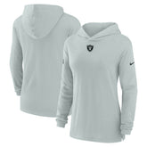 Las Vegas Raiders Women's Sideline Performance Long Sleeve Hoodie T-Shirt Silver - Nike