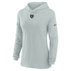 Las Vegas Raiders Women's Sideline Performance Long Sleeve Hoodie T-Shirt Silver - Nike