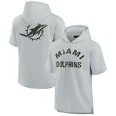 Miami Dolphins Unisex Elements Super Soft Fleece Short Sleeve Pullover Hoodie Gray - Fanatics