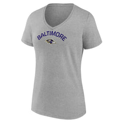 Baltimore Ravens Women's Team Arc V-Neck T-Shirt Heather Gray - NFL