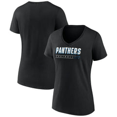 Carolina Panthers Women's Primary Play V-Neck T-Shirt Black - NFL