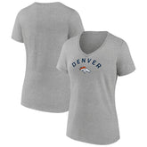Denver Broncos Women's Team Arc V-Neck T-Shirt Heather Gray - NFL