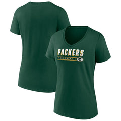 Green Bay Packers Women's Primary Play V-Neck T-Shirt Green - NFL