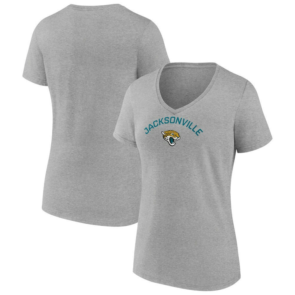 Jacksonville Jaguars Women's Team Arc V-Neck T-Shirt Heather Gray - NFL
