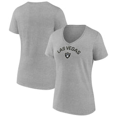 Las Vegas Raiders Women's Team Arc V-Neck T-Shirt Heather Gray - NFL