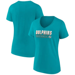 Miami Dolphins Women's Primary Play V-Neck T-Shirt Aqua - NFL