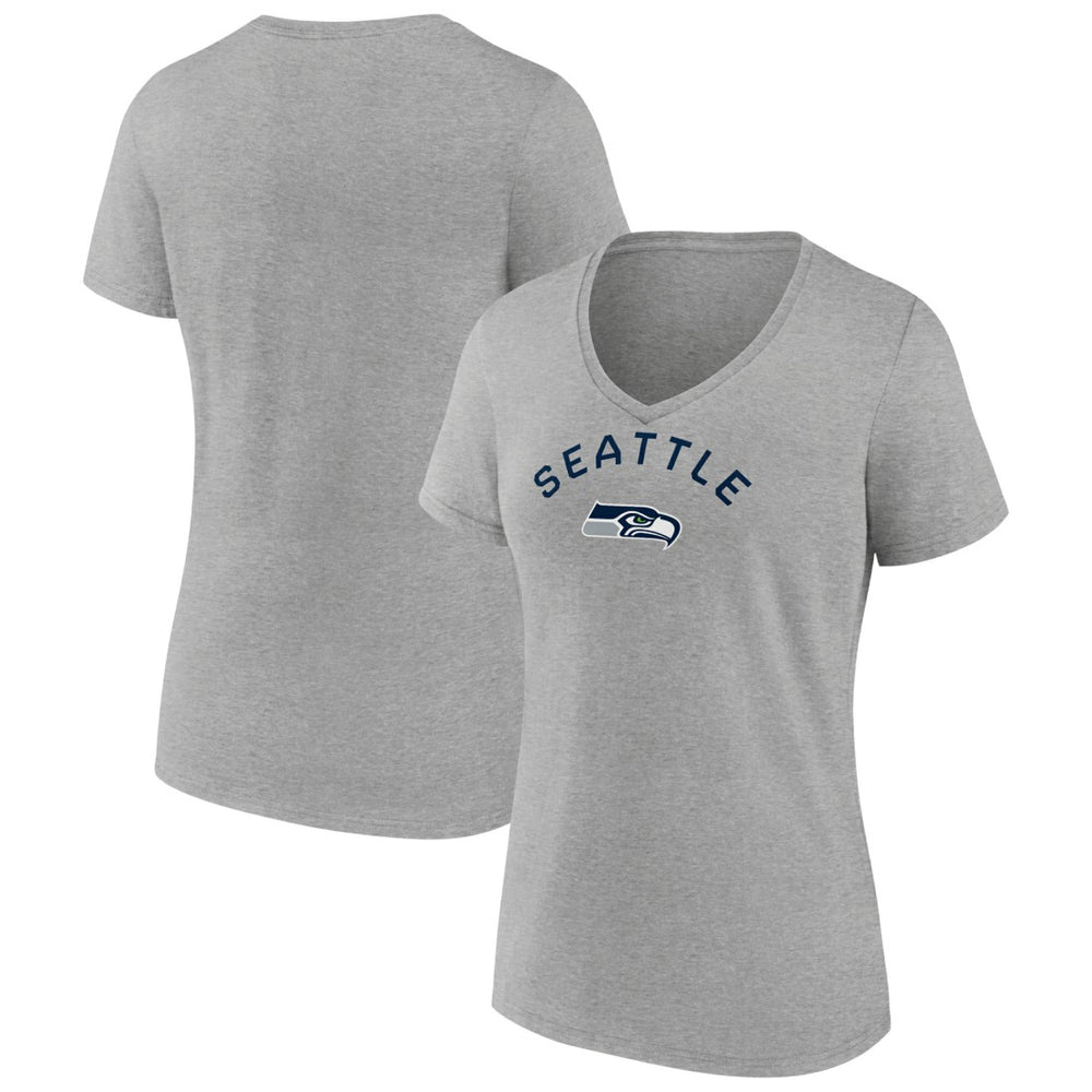 Seattle Seahawks Women's Team Arc V-Neck T-Shirt Heather Gray - NFL