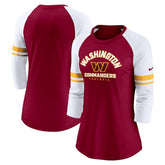 Washington Commanders Women's Fashion 3/4-Sleeve Lightweight Raglan Fashion T-Shirt Burgundy - Nike