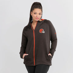 Cleveland Browns Women's Asymmetrical Raglan Full-Zip Hoodie Brown - Nike