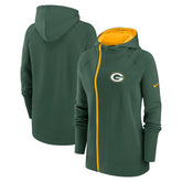Green Bay Packers Women's Asymmetrical Raglan Full-Zip Hoodie Green - Nike