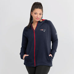 New England Patriots Women's Asymmetrical Raglan Full-Zip Hoodie Navy - Nike
