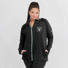 Las Vegas Raiders Women's Asymmetrical Raglan Full-Zip Hoodie Black - Nike