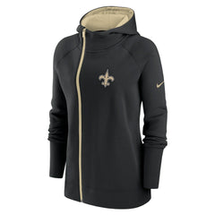 New Orleans Saints Women's Asymmetrical Raglan Full-Zip Hoodie Black - Nike