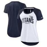 Tennessee Titans Women's Back Slit Lightweight Fashion T-Shirt White/Heather Scarlet - Nike