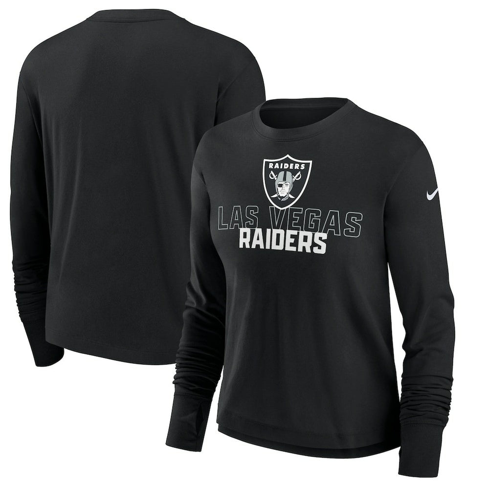 Las Vegas Raiders Women's Modest Crop Performance Long Sleeve T-Shirt Black - Nike