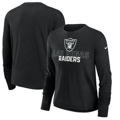 Las Vegas Raiders Women's Modest Crop Performance Long Sleeve T-Shirt Black - Nike