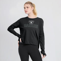 Las Vegas Raiders Women's Modest Crop Performance Long Sleeve T-Shirt Black - Nike