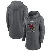 Arizona Cardinals Women's Raglan Funnel Neck Pullover Hoodie Heather Charcoal - Nike