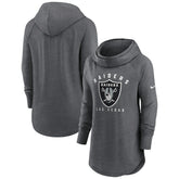 Las Vegas Raiders Women's Raglan Funnel Neck Pullover Hoodie Heather Charcoal - Nike