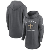 New Orleans Saints Women's Raglan Funnel Neck Pullover Hoodie Heather Charcoal - Nike