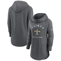 New Orleans Saints Women's Raglan Funnel Neck Pullover Hoodie Heather Charcoal - Nike