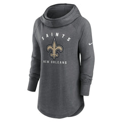 New Orleans Saints Women's Raglan Funnel Neck Pullover Hoodie Heather Charcoal - Nike