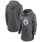 Pittsburgh Steelers Women's Raglan Funnel Neck Pullover Hoodie Heather Charcoal - Nike