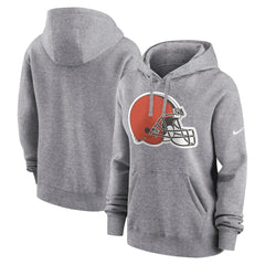 Cleveland Browns Women's Team Logo Club Fleece Pullover Hoodie Heather Gray - Nike
