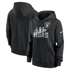 Las Vegas Raiders Women's Wordmark Club Fleece Pullover Hoodie Black - Nike