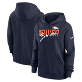 Denver Broncos Women's Wordmark Club Fleece Pullover Hoodie Navy - Nike