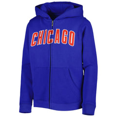 Chicago Cubs Youth Wordmark Full-Zip Fleece Hoodie On Sale