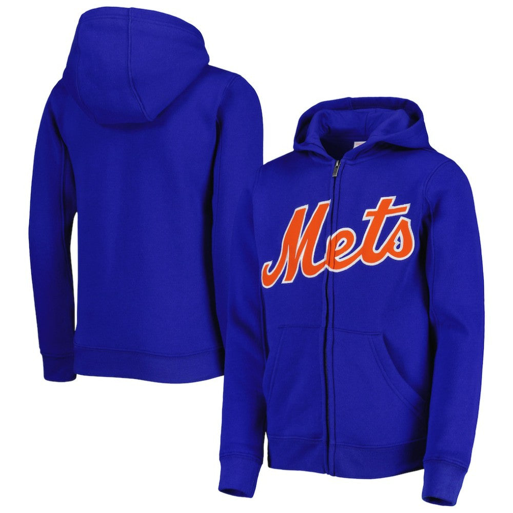 New York Mets Youth Wordmark Full-Zip Fleece Hoodie On Sale