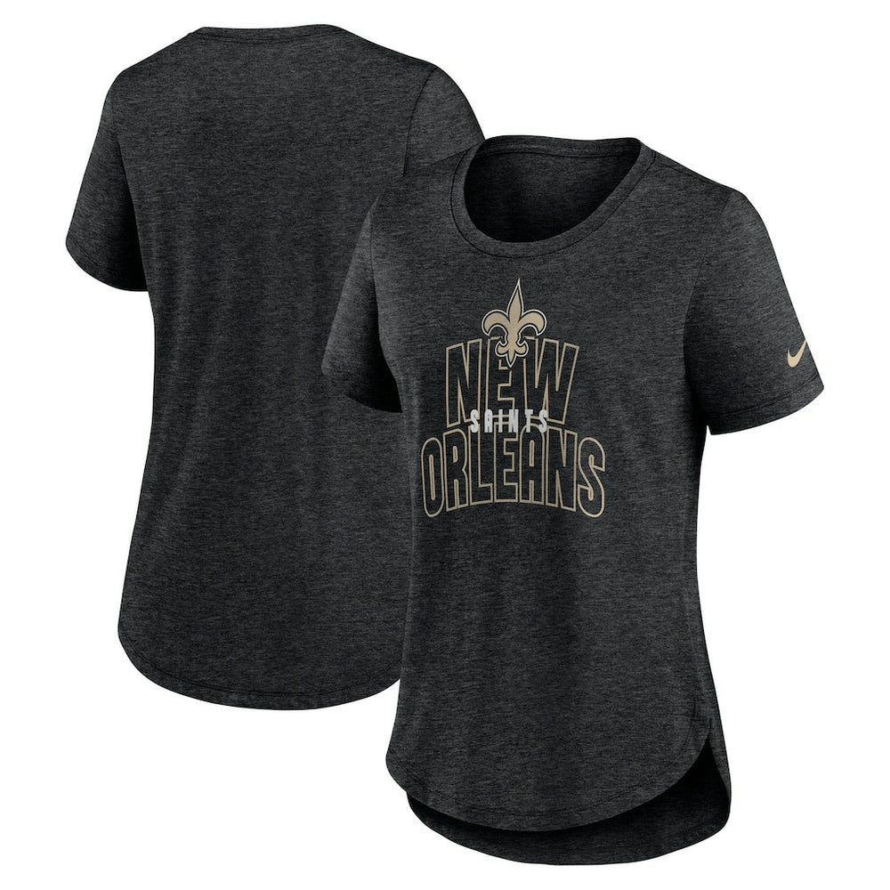 New Orleans Saints Women's Fashion Tri-Blend T-Shirt Heather Black - Nike