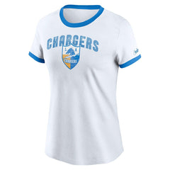 Los Angeles Chargers Women's Rewind Ringer Tri-Blend T-Shirt White - Nike