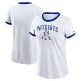 New England Patriots Women's Rewind Ringer T-Shirt White - Nike