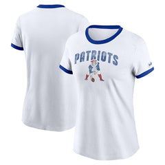 New England Patriots Women's Rewind Ringer T-Shirt White - Nike