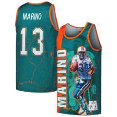 Dan Marino Miami Dolphins 1990 Player Burst Tank Top Aqua - Mitchell & Ness